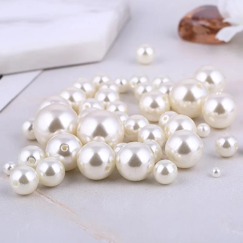 Разноцветные жемчужные украшения цвета слоновой кости круглые с отверстиями для