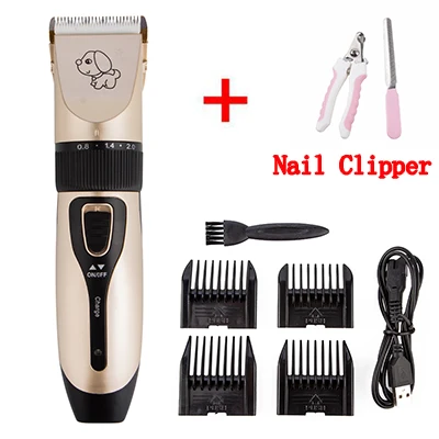 C6 add Nail Clipper Перезаряжаемая машинка для стрижки домашних животных с низким уровнем шума, машинка для стрижки волос, триммер для стрижки кошек и собак, электрическая машинка для стрижки домашних животных - Цвет: C6 add Nail Clipper