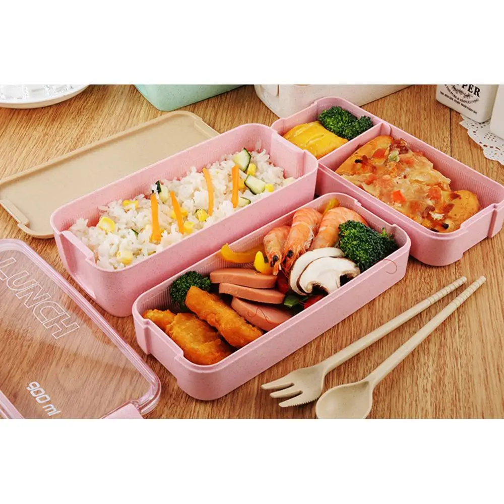 Микроволновая печь контейнер для хранения посуда 3 слоя пшеничной соломы коробки