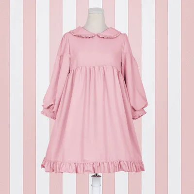 pink dress Осень с длинным рукавом девушки сарафан Лолита платье воланами платье в японском стиле Для женщин служанка Винтаж платье-баллон с фартуком - Цвет: pink dress