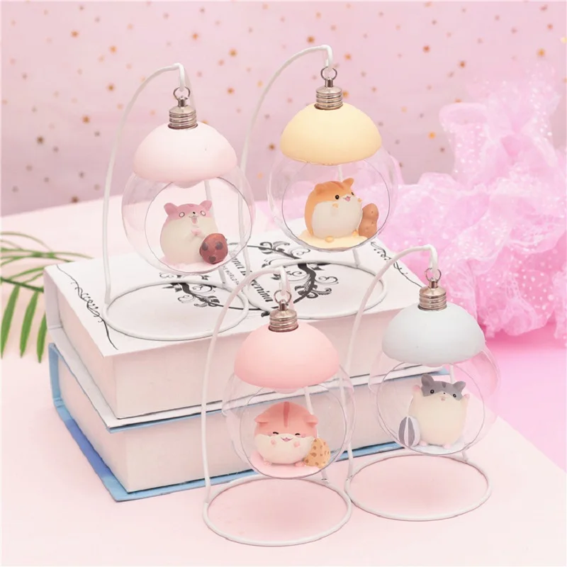 Nonelty zakka мультфильм Хомяк светодиодный ночной Светильник милые смолы Подвесная лампа для корзины Спальня прикроватные подарок для девочек игрушка светильник s домашний декор