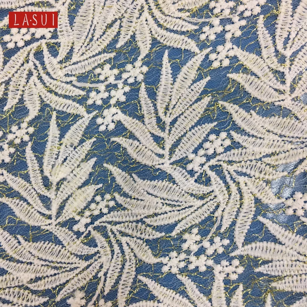 

LASUI 2017 New product noble 8 Colors Milk silk gold thread embroidery lace mesh Fashion cloth DIY X0137