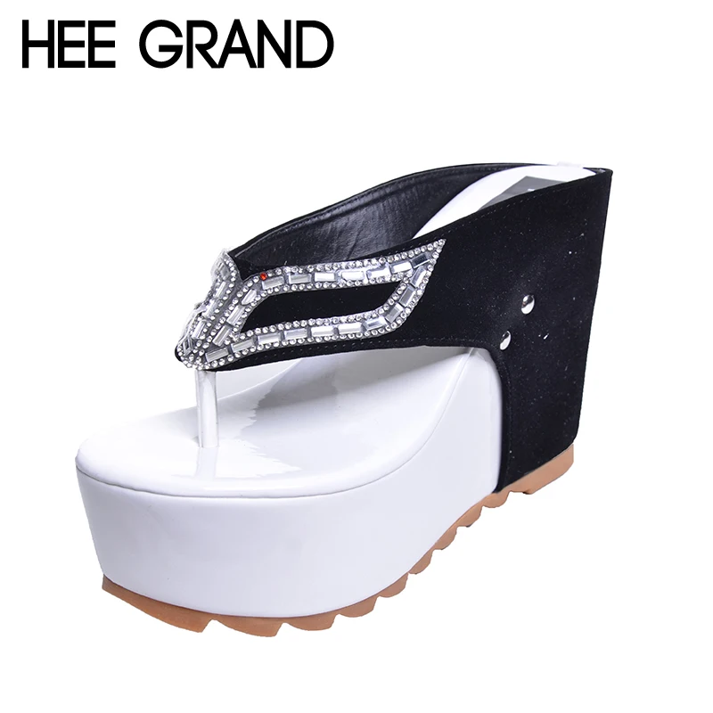 HEE GRAND/Брендовая женская обувь на толстой подошве вьетнамки платформе со стразами