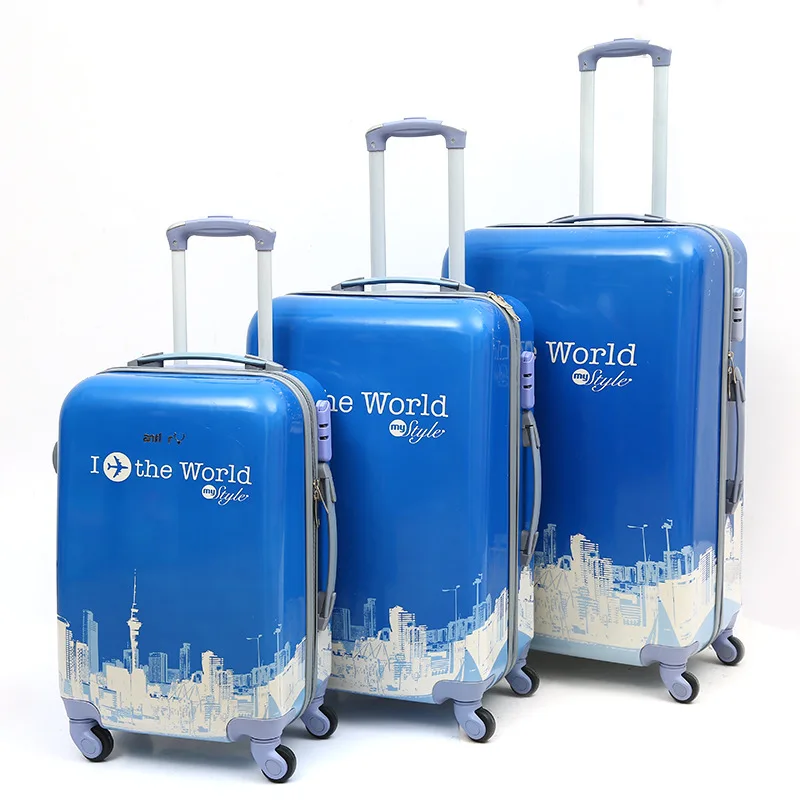 3-piece trolley case Printed pattern lock Luggage Universal wheel suitcase High quality PC Clothese storage valise20&quot24&quot28&quot | Багаж