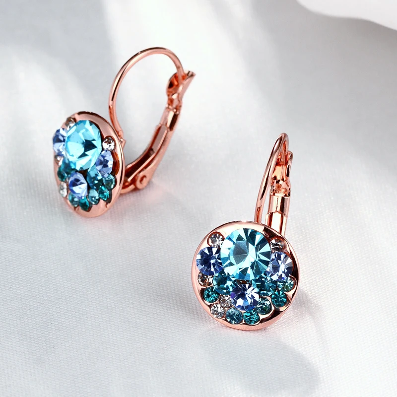 Гламурные чешские сверлильные ювелирные изделия из розового золота синие белые