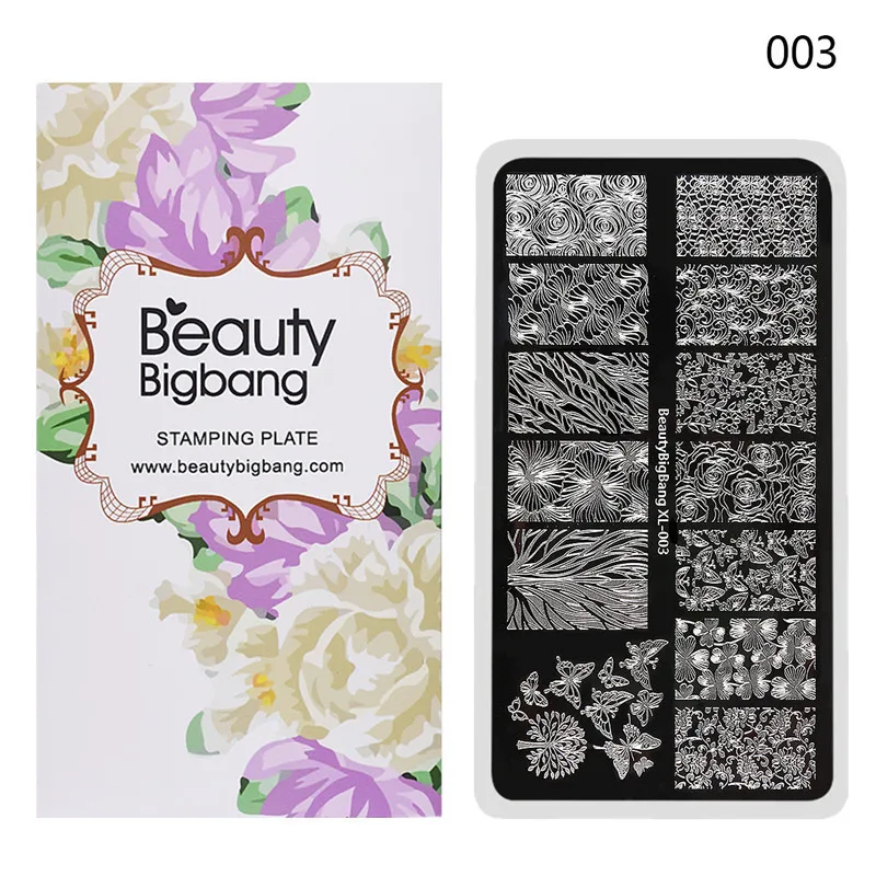 BeautyBigBang штамповки пластины для ногтей цветок бабочка кружева тема ногтей штамп пластины формы девушки листья изображения дизайн ногтей 6*12 см трафареты