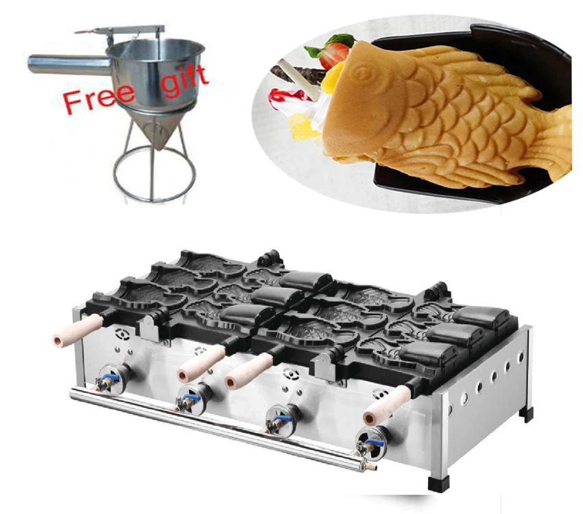 Бесплатная доставка газового типа 6 шт Большой Taiyaki машина мороженого