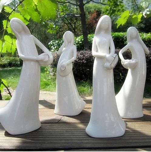 4 шт./компл. белый цвет керамический ангел леди торт Топпер свадебный душ Девушки