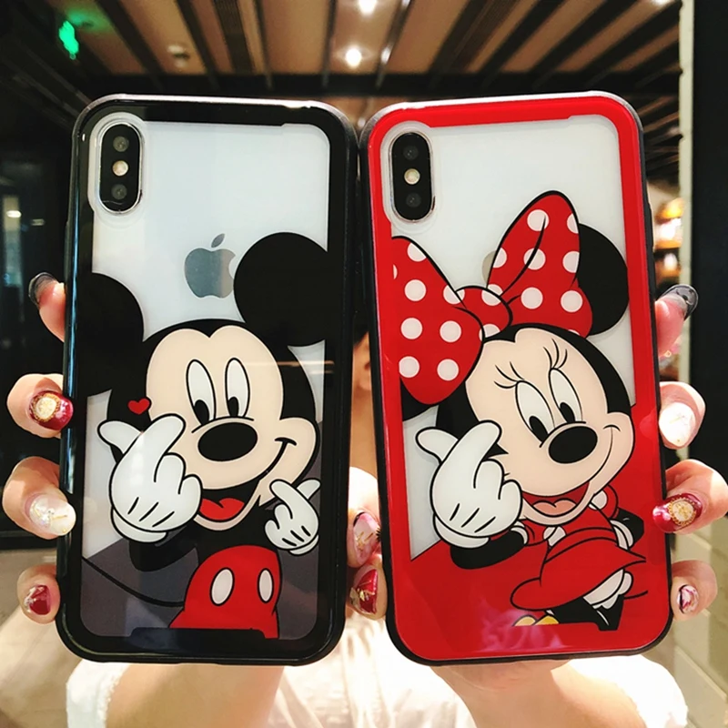 Чехол для телефона с рисунком Минни Маус iphone X XS MAX XR задняя крышка из закаленного