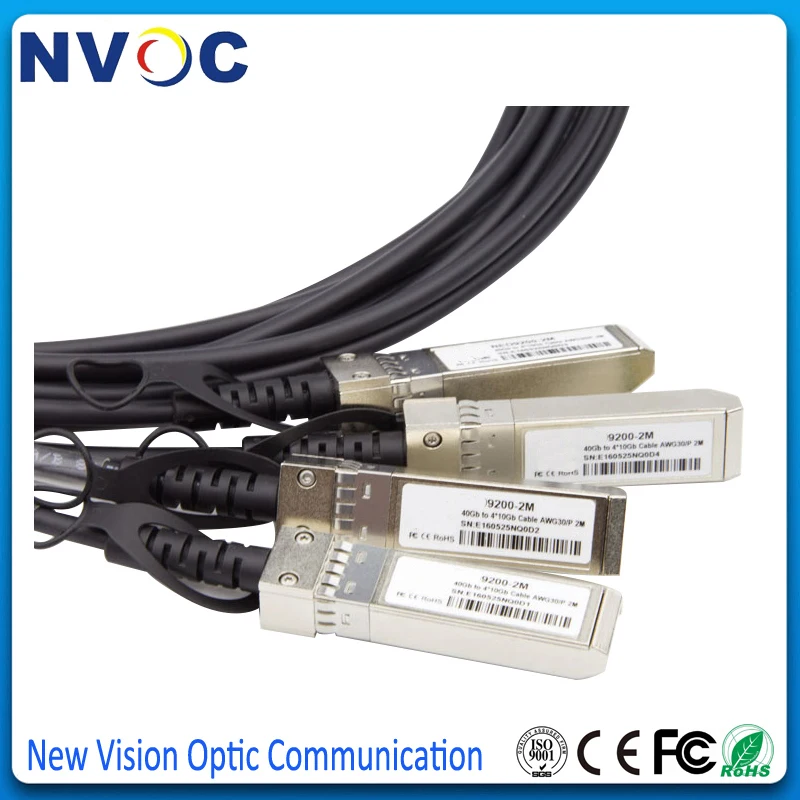 Бесплатная доставка 40G QSFP к 4 SFP + 1M AWG30 Пассивный кабель прямого подключения меди