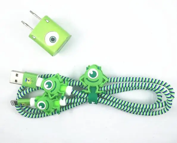 Длина 1,4 м, защита от Спирального шнура, защита usb-кабеля, набор для самостоятельной сборки с героями мультфильмов, Зарядные наклейки для iphone 5, 6, 6s, 7 - Цвет: 4