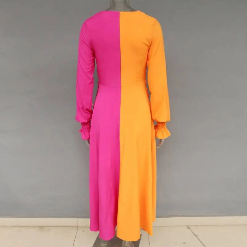 

V-Neck Sexy Long Dress Top Quality Women Celebrity Lantern Sleeve Fashion Night CLub Evening Party Dresses