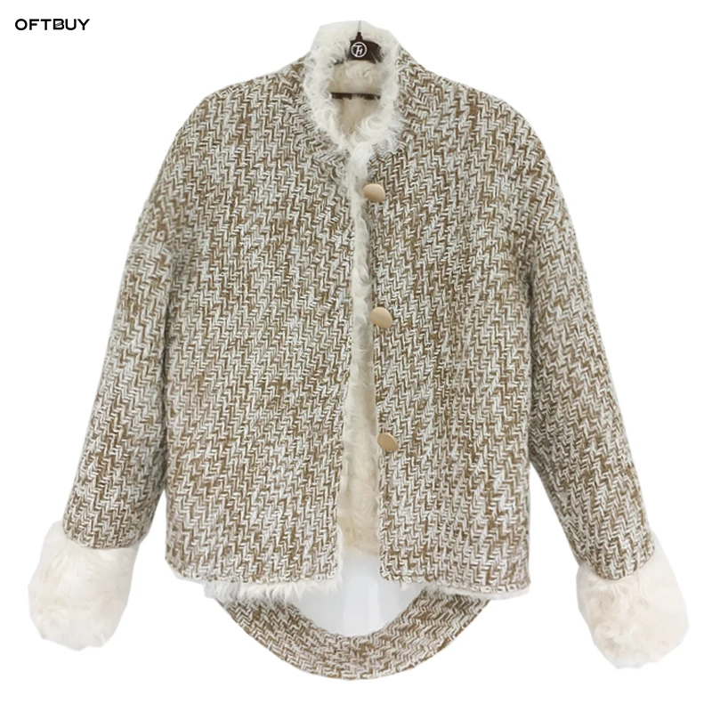 OFTBUY 2019 Роскошная зимняя куртка женская парка из натуральной шерсти Меховая