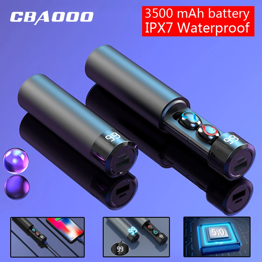 Беспроводные наушники CBAOOO F7 TWS 8D Bluetooth V5.0 спортивные со светодиодным дисплеем