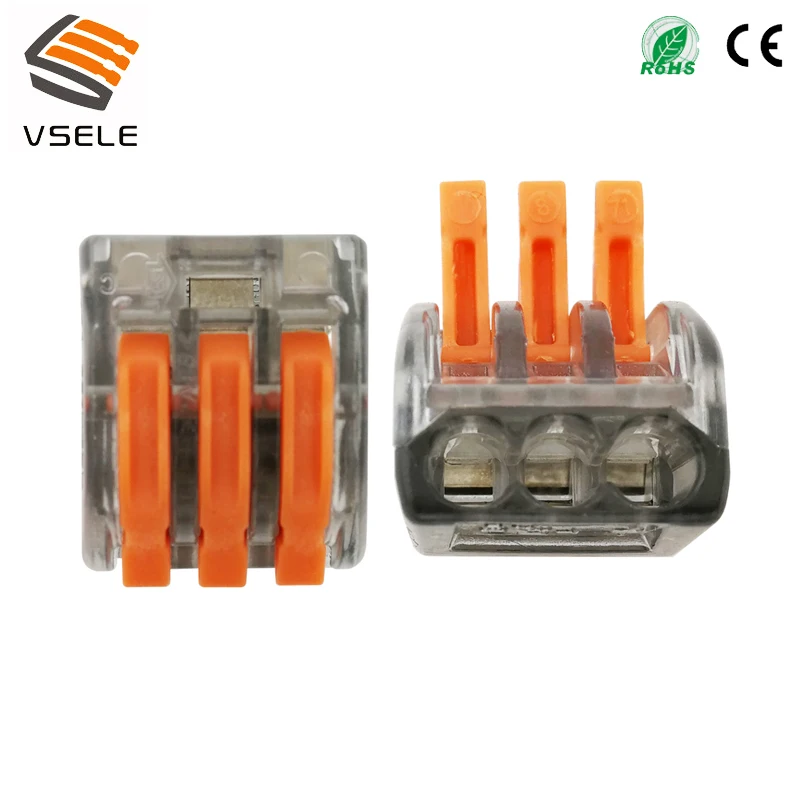 VSELE 30 шт./лот VSE 413 C соединители проводов 3p Тип штепсельной вилки весенний зажимной