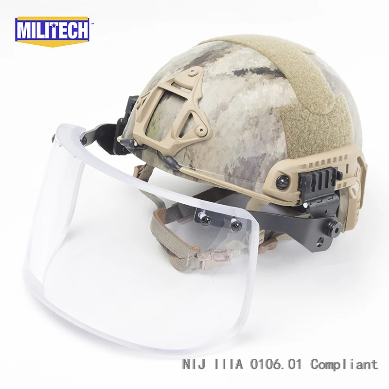 MILITECH Atacs AU Deluxe NIJ IIIA БЫСТРО Пуленепробиваемый Шлем и козырек Набор Дело Городской