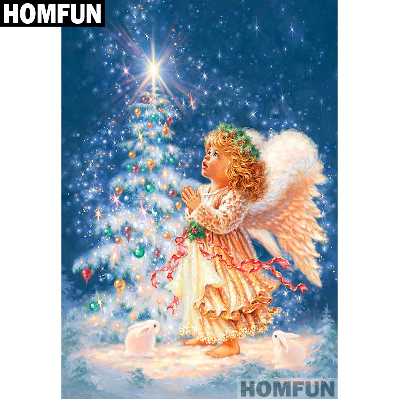 Алмазная живопись HOMFUN A01294 Ангел Рождество вышивка крестиком из