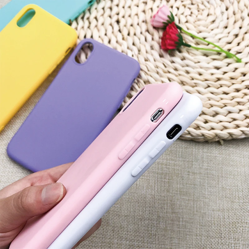 Классический простой матовый чехол для телефона iPhone X 7 8 Plus 6 6S XR MAX мягкий