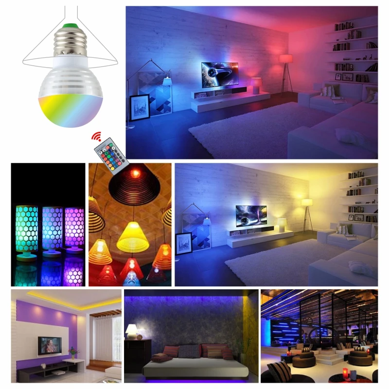 Светодиодный RGB Лампочка 3W 5 Вт E27 E14 16 меняющий цвет RGB волшебный светильник лампа 85-265 в 110 В 220 В RGB Светодиодный точечный светильник с пультом дистанционного управления
