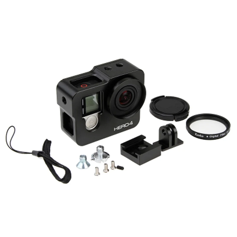 Gopro hero 4 3+ корпус из алюминиевого сплава защитный корпус оболочка корпуса+ фильтр len для Gopro Go pro hero 4 hero 3+ аксессуары для камеры
