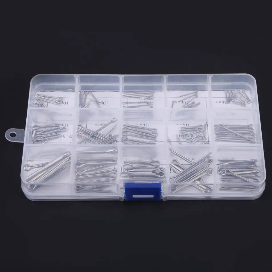 Комплект штырей для сплит коттера 150 шт. набор с коробкой из нержавеющей стали