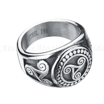 style 1 Atoztide, панк, нержавеющая сталь, Подростковый волк, кольца для мужчин, черный, Винтаж, фильм, трискель, перстень, кольца на палец, свадебные, поклонники группы, подарок - Цвет основного камня: style 1