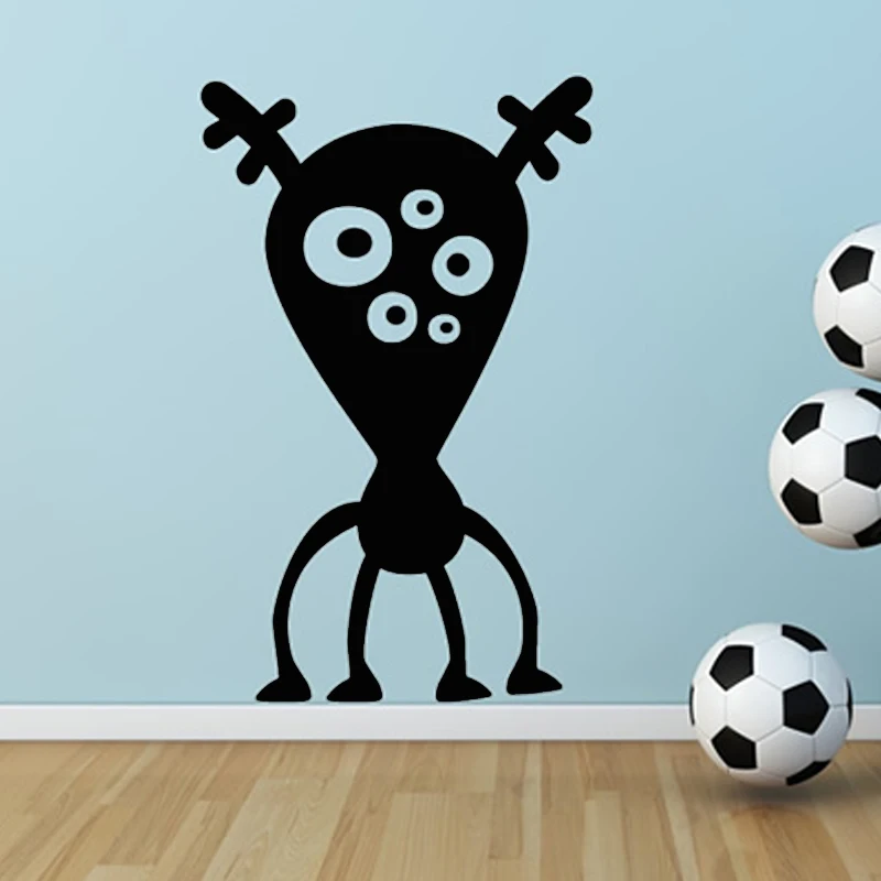 

Free Shipping New Fashion Five Eyes Monster Wall Sticker Cartoon Home Decor Removable Murals Vinyl Decal For Boys Bedroom