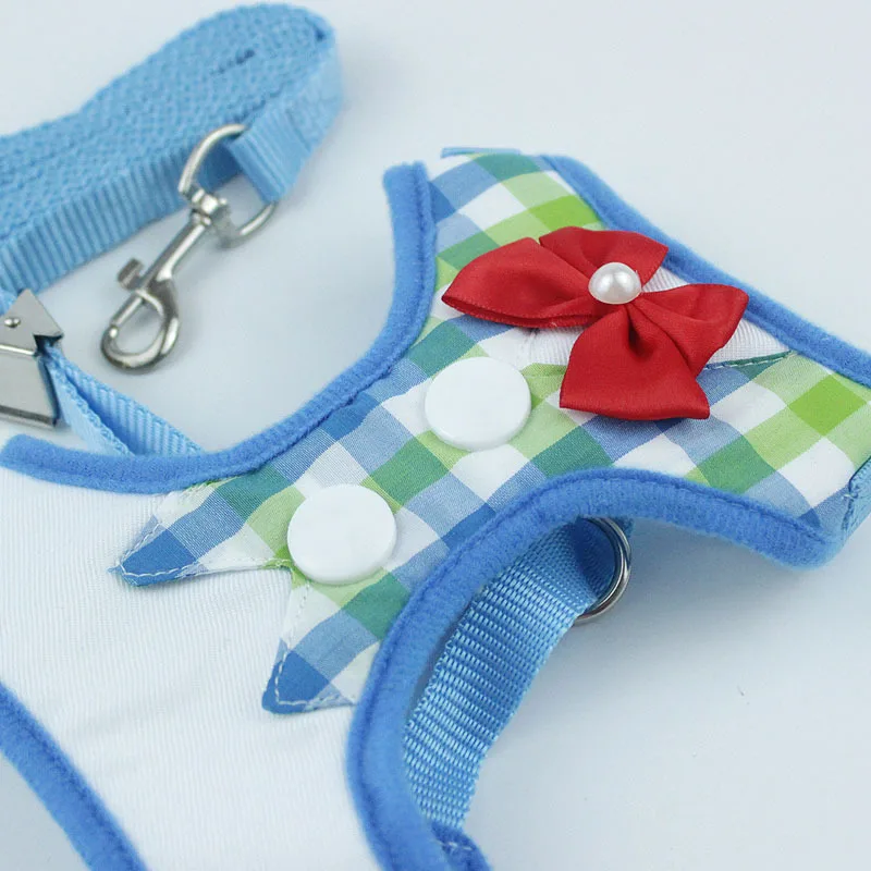 2019 New Pet Dog Harness Leash Set Clothes Vest for Small Medium Dogs Bow Tie Dress Plaid Puppy Chest Strap Products | Дом и сад