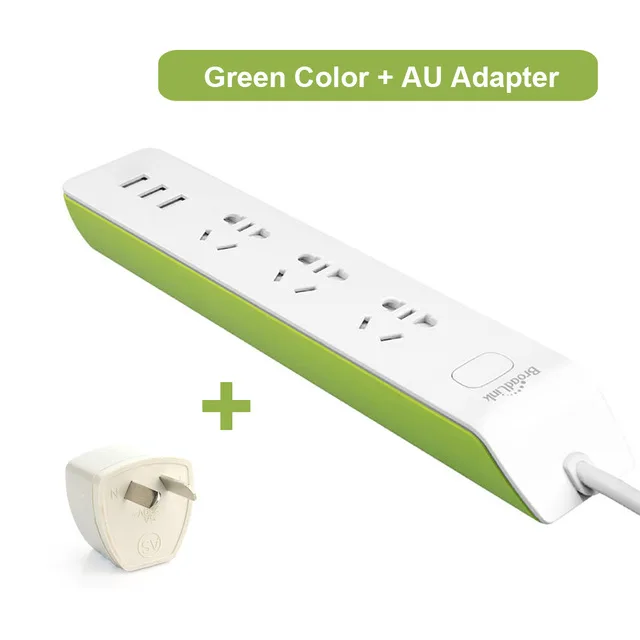Green and AU Broadlink MP2 Разъем дистанционного управления через приложение переключатель Умный дом система питания Wifi беспроводное подключение электрическое - Цвет: Green and AU