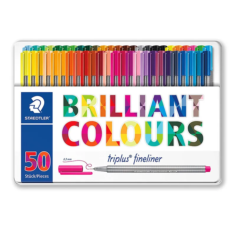 Staedtler Triplus Fineliner 334 M50 0,3 мм 50 блестящих цветов чернильная ручка металлическая жестяная