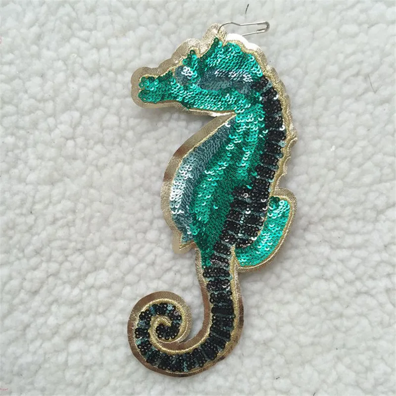 100 шт Seahorse вышитые патч гиппокамп блесток аппликация морская рыба заплатки для