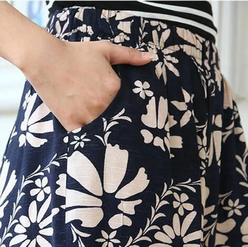 Брюки женские из хлопка и льна с широкими штанинами Модные свободные штаны