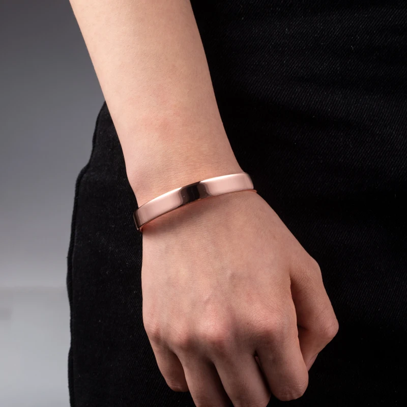 Маленькая лягушка, розовое золото, манжета, мужской браслет с магнитами, здоровье, магнитный, Чистый медный браслет, браслеты для мужчин
