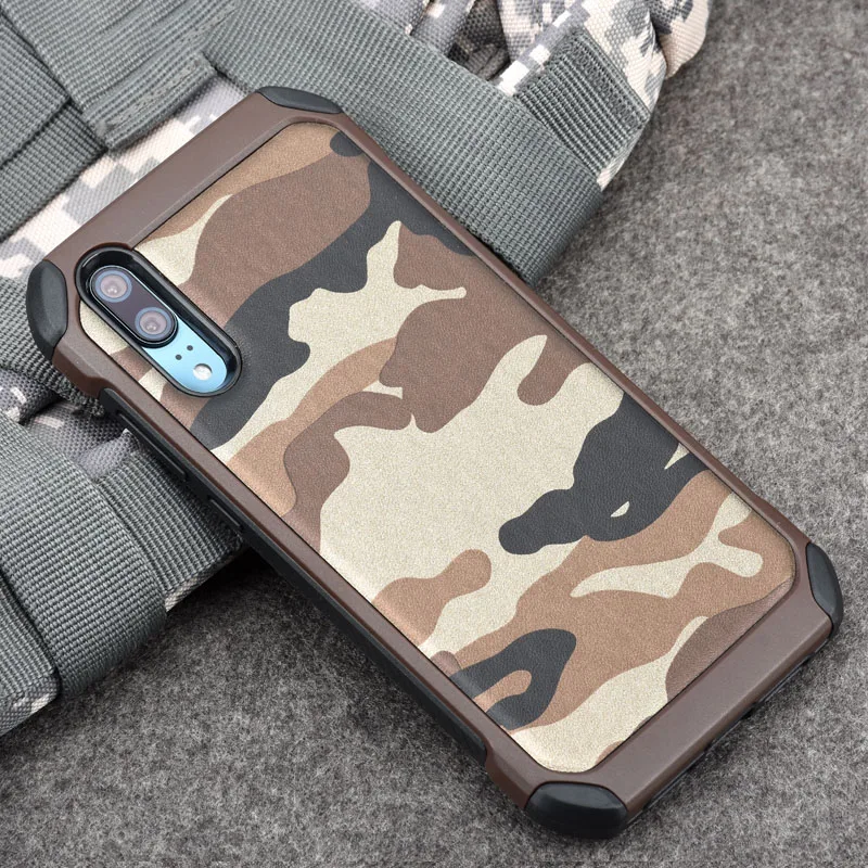 DPRUI Army Camouflage Pattern Phone Case for Huawei P20 Pro case PC+TPU 2 in1 Anti-knock Protective Back Cover phone |