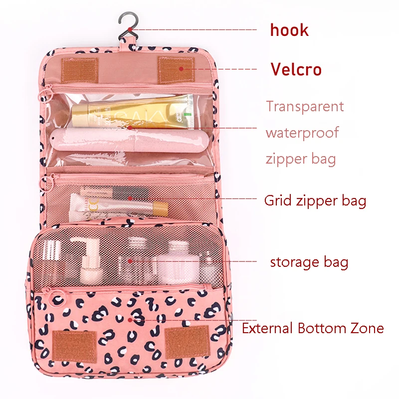 

Fashion Travel Cosmetic Bag Organizer Toiletry Bag Men Waterproof Portable Pouch Cosmetic Cases Women Hanging Wash Bags