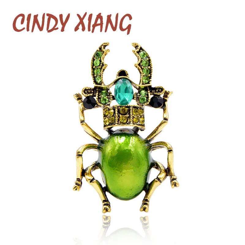 Женская брошь &quotЖук&quot CINDY XIANG яркое и необычное украшение с эмалью горным