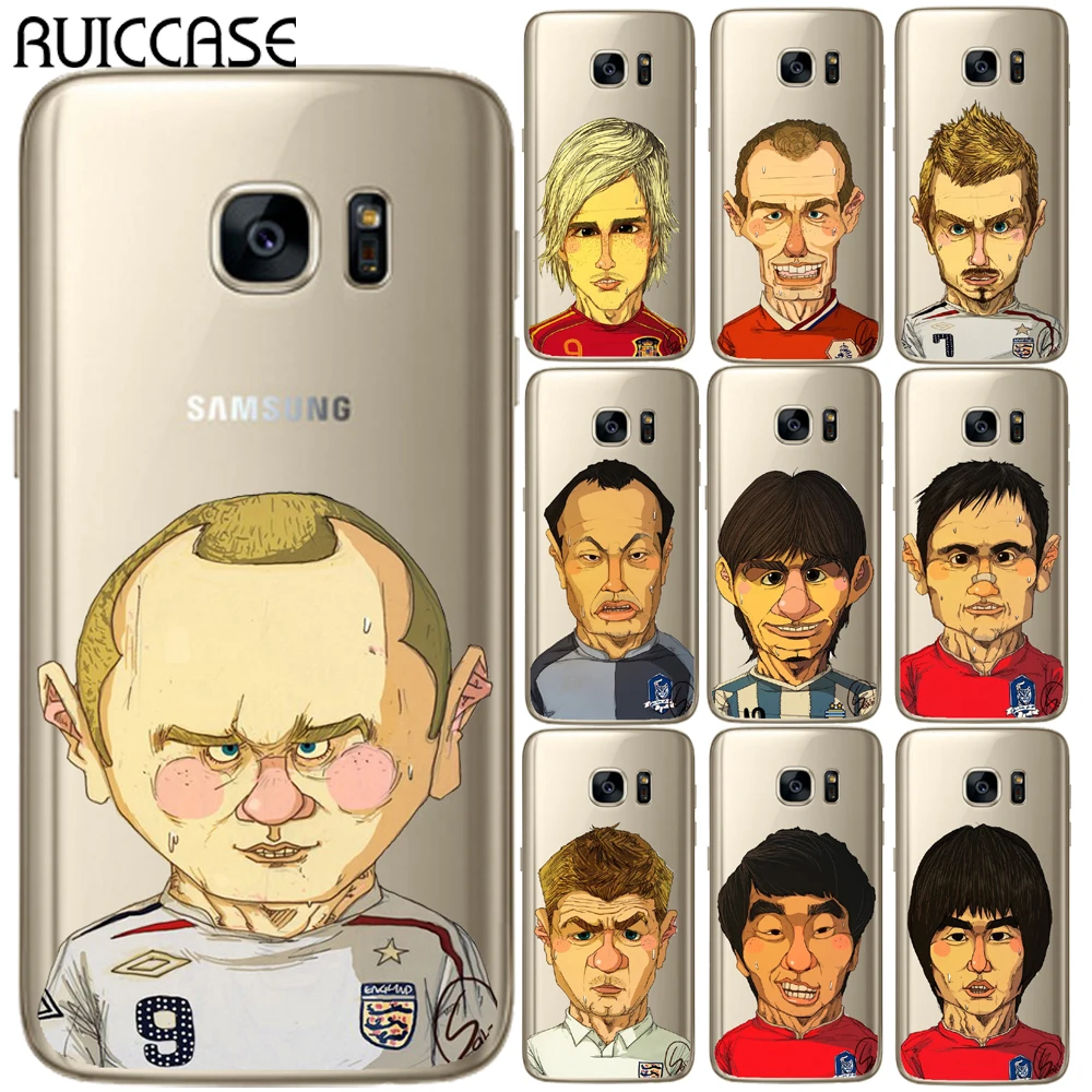 Мультфильм известных футболистов мягкий чехол TPU для Coque samsung Galaxy S5 мини S6 S7 край S8 S9 S10 плюс E S10E чехол телефона