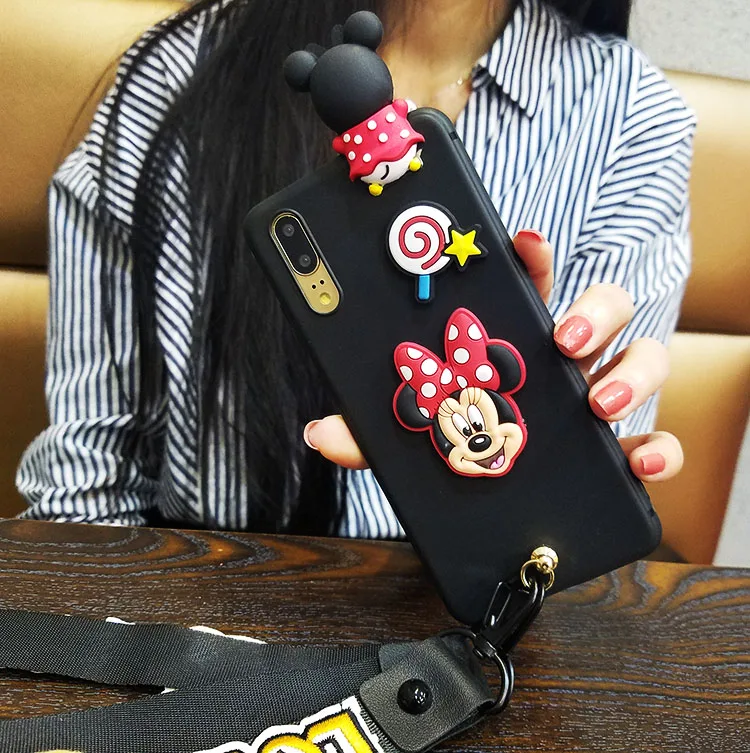 For Huawei P20 3D minnie case Cute Bear Doraemon Soft back cover for Hauwei / lite (nove 3e) pro cases + straps |