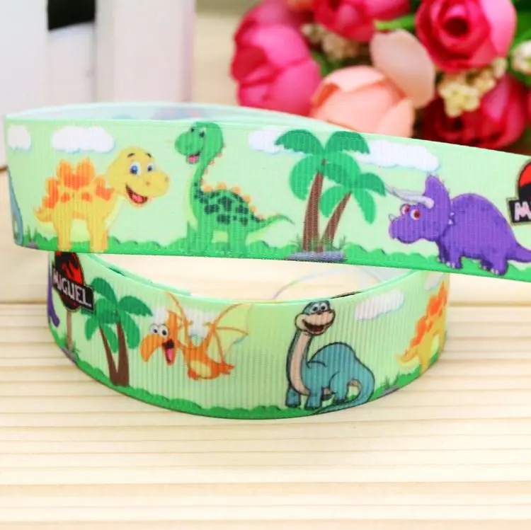 

7/8inch Free Shipping Dinosaur Printed Grosgrain Ribbon material Headwear Party Decoration Diy Wholesale Craft 22mm P5229