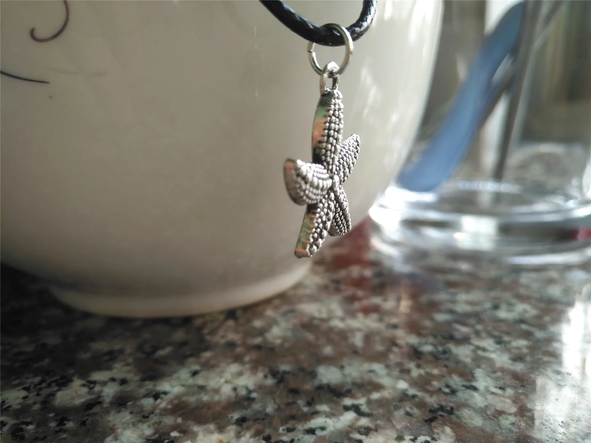 

New small starfish shell conch charm pendant necklace cute 3D sea star sail sailor sea shell ocean beach leather necklace