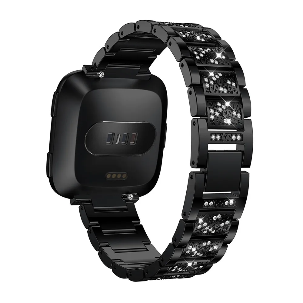 Ремешок для часов из нержавеющей стали с кристаллами для Fitbit versa, сменный металлический браслет, регулируемые повязки для наручных часов со стразами