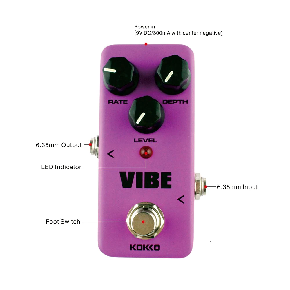 MMFC-KOKKO Guitar Mini Effects Pedal Vibe - Analog Rotary Speaker Effect Sound Processor Portable Accessory for and Bas | Спорт и