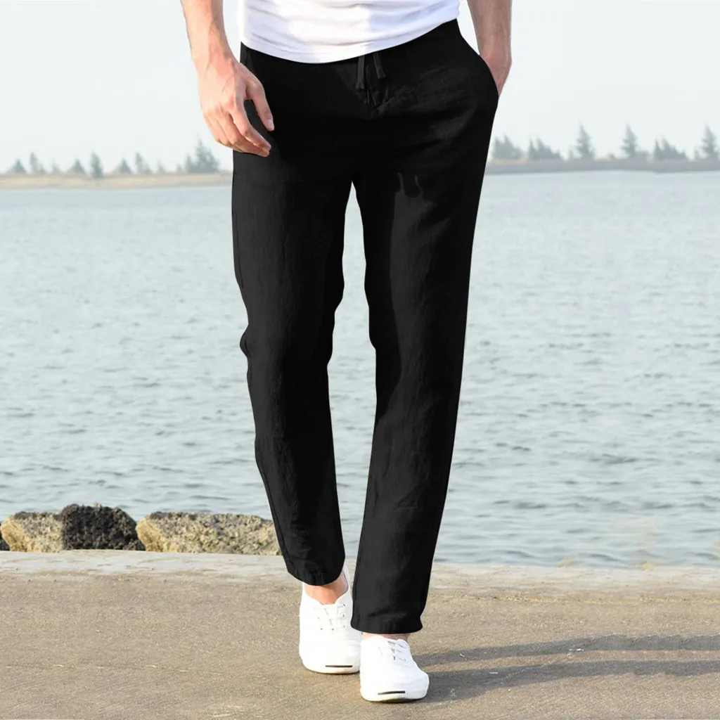 

Hawcoar New Fashion Men Casual Work Cotton Blend Pure Elastic Waist Straight Long Pants Trousers pantalones hombre Z4