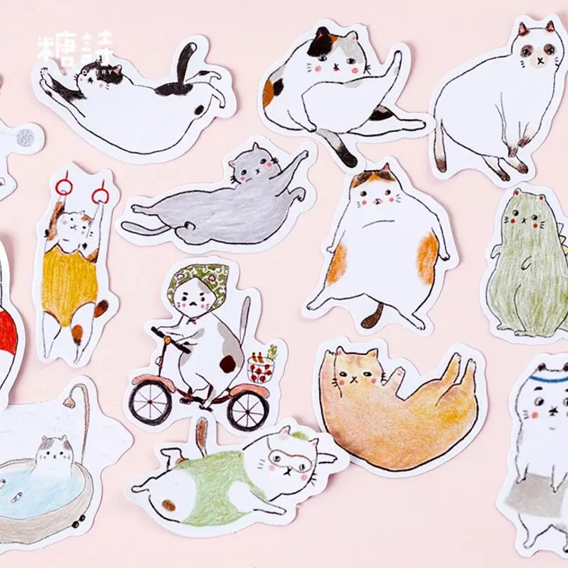 45 шт./лот Fat cat Мини Декоративные наклейки Клейкие DIY украшения дневник японские