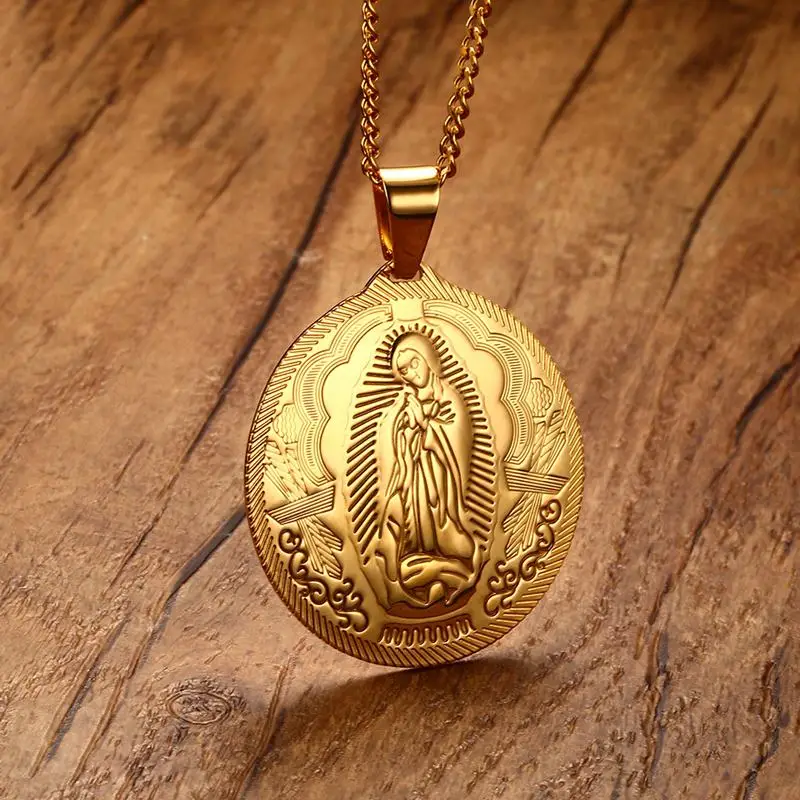 Mother of God Necklace Pendant Gold-color Stainless Steel Christian Jewelry High Quality | Украшения и аксессуары