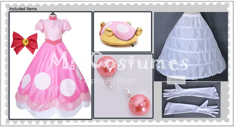 Персиковый Peachette Косплей Костюм розовое платье женский наряд на Хэллоуин