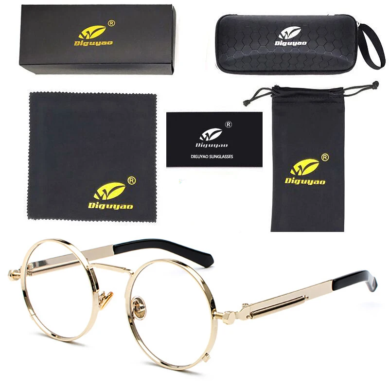 Oculos de sol feminino женские красные очки круглые стимпанк металлические пружины Поляризованные солнечные ретро-очки мужские uv400 Высокое качество - Цвет линз: Gold--White