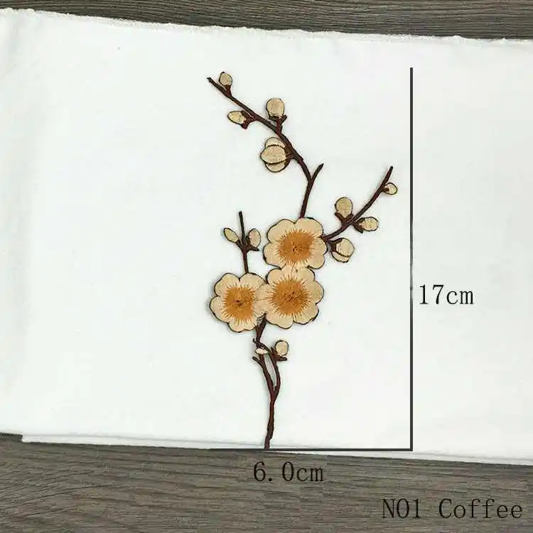 p528-NO1 coffee Han благородные цветы сливы вышивка патчи стикер для одежды Свадебные украшения на платье Утюг на швейной аппликации поставщиков P058 1 шт - Цвет: p528-NO1 coffee