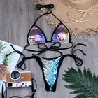 Золотистый комплект бикини с тиснением Melphieer, Бразильские Купальники со складками, Женский Блестящий купальный костюм, бикини