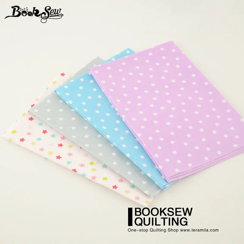 Booksew New 100% Cotton Twill Fabric 4PCS/Lot Star Design Tecido Tissue Sewing Cloth For DIY Patchwork/Baby/Quilting Bed Sheet | Дом и сад